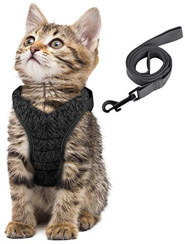 Simpeak Arnés suave para Gatos con Correa a Prueba de Escape - Arnés pequeño para Cachorros - Negro