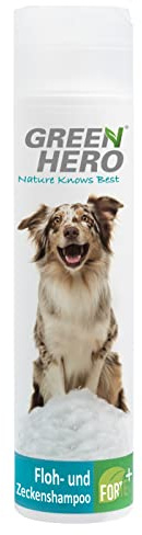 Green Hero Floh- und Zeckenshampoo FORTE mit EC-Öl schützt vor Zecken, Flöhen, Milben, Läusen & Parasiten 250ml Hundeshampoo reinigt sanft Fell und Haut ohne Sulfate, Silikone & Parabene
