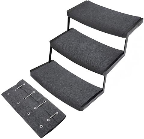 RV Camper Step Covers 3 Pack - 23 Inch Wide Straight Carpet Stair Rug Gray - Great for RV, Campers, Trailer, Vans with 8-11 Deep RV Stairs - Non-Slip Outdoor Stair Step Covers