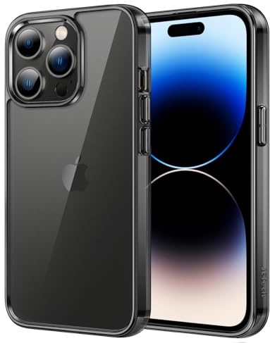 JETech Hülle für iPhone 14 Pro, Anti-Vergilbung, Schwarz | Stoßschutz, Kratzfeste Harte PC-Rückseite, Robuster Transparenter TPU-Rahmen
