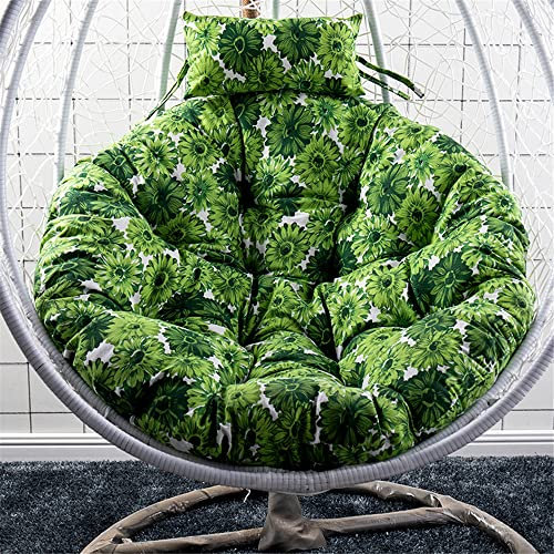 Morbuy Papasansessel Kissen Sitzauflage, Rundes Dicke Stuhlkissen Bequem & Weich Sitzkissen Hängesessel für Outdoor Indoor Garten Stuhlauflage (120x120CM,Grüne Blumen)