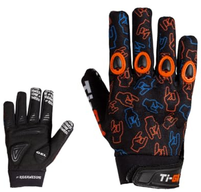 Ti-GO Kids Padded Cycling MTB BMX Gloves Finger Protection - Breathable Hand Protector - Biking Safety Gear for Fingers, Knuckles - Sports Glove for Children (2-3)