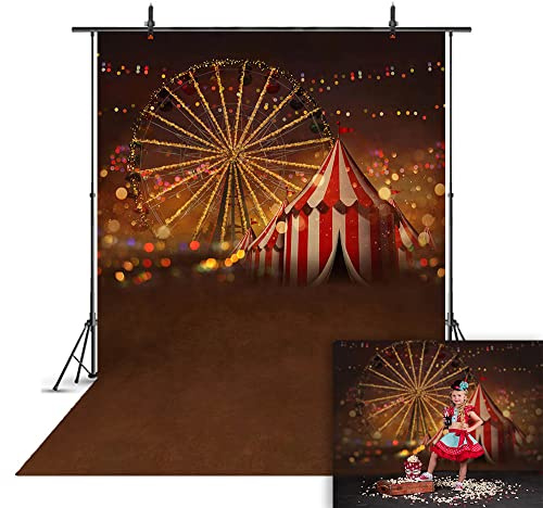 Chapiteau de Toile de Fond pour la Photographie, Roue de Ferris Flou d'arrière-Plan de Scintillement de Photo en arrière-Plan Les Enfants Photo d'anniversaire Cirque d'anniversaire décor 300x200cm