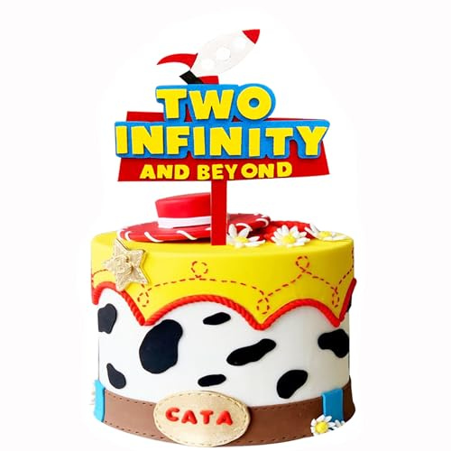 Two Infinity and Beyond Cake Topper Two Infinty and Beyond Birthday Decorations for Boys Cartoon Story 2nd Birthday Party Supplies Decorations (Style E)