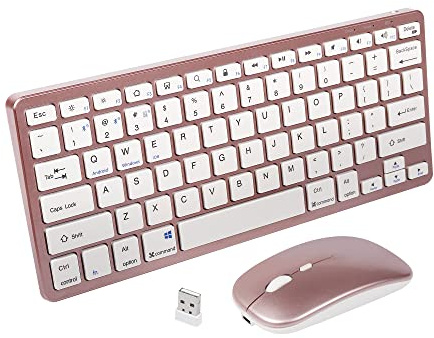Wireless Bluetooth Keyboard and Mouse Set for iPad,Tablet,iPhone,PC, Rechargeable Wireless Keyboard and Mouse Slim Thin, Stable Bluetooth and 2.4 GHz connection, Silent Mouse, for Windows/Mac/Android
