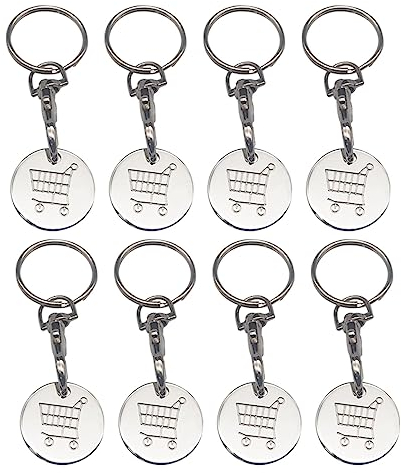 Trolley Token,6pcs Trolley Token Keyrings Shopping Pound Coin Trolley Tokens with Metal Clips and Rings Lobster Keyrings for Supermarket Grocery