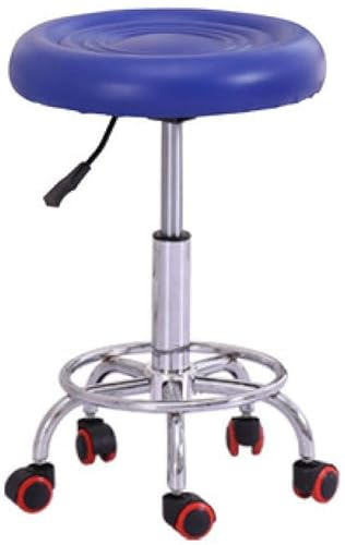 Rollhocker Hocker auf Rollen Drehbarer Bürostuhlhocker mit Rollen, Arbeitshocker mit rosa PU-Kunstledersitz, höhenverstellbar 45–55 cm, Gewichtsunterstützung 160 kg, verstellbar (Stil # The New