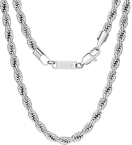 VEXXS EXXS Goldkette Herren Kordelkette,18 Karat Vergoldet 3/4/5mm Edelstahl halskette Herren Kette,Goldkette für Herren Damen Männer Jungen, Schmuck Geschenk,46-66cm