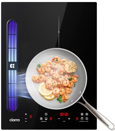Ciarra One Induction Hob with Extractor Hood-39cm-2700W-9 Power Levels-460m³/h-Exhaust or Recirculation-4 Speeds-Multiple Filtration-Touch Control-Timer-Child Lock-CBBEH392