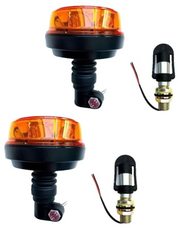 MelTruck 2x LED Warnleuchte Orange 12V/24V mit Aufsteckrohr I, 4 Blitzmuster Rotation Strobe, wasserdicht, E9 R65 TA1 E9 R10, PKW LKW Traktor Baumaschinen Abschleppwagen