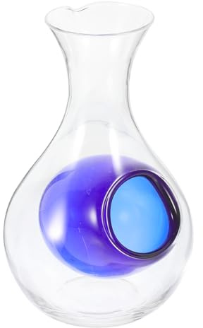 Ciieeo Wine Decanter, Cold Sake Glass Decanter Red Wine Carafe 400ml Wine Aerator Crystal Liqu-o- Cups Wine Glass Goblet Ice Pocket Cold Sake Chilled Server for Wine Dinner Parties