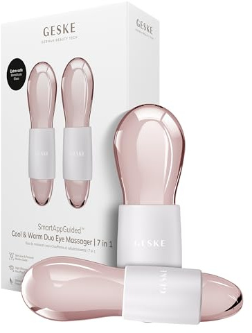 GESKE SmartAppGuided™ Cool & Warm Duo Eye Massager | 7 in 1 | Zwei Massagekugeln | Batterielose Wärme- & Kühltechnologie | Gegen Augenringe & Tränensäcke | Anti-Aging | Professionelle Hautpflege