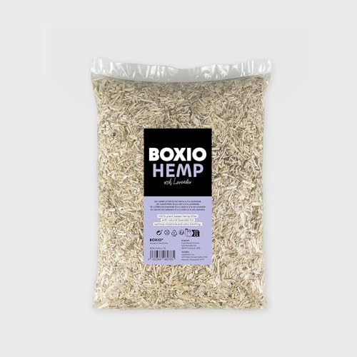 BOXIO - Hemp Lavendel: 5,6l Geruchsneutralisierer - Ideal für Campingtoilette, Trenntoilette und Komposttoilette Aber auch als Hasenstreu für Hamster, Kleintierstreu oder Einstreu Kaninchen