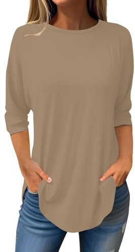 HOOUDO Sale Angebote Sale Angebote Damenoberteil in Reiner Farbe, modisch, lässig, Rundhalsausschnitt und Dreiviertelärmel Pullover Schwangerschaft Hemd Damen Oversized Baumwol Mein Bestellung Sale