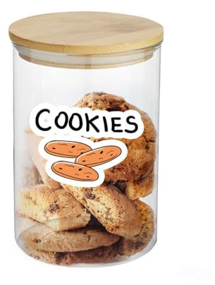 Generico Cookies Barattolo Contenitore Trasparenti In Vetro Personalizzato Con Nome Coperchio Legno Idea Regalo Arredo Decorazioni Casa Cucina per Alimenti Cibo Dolci Dolcetti Biscotti