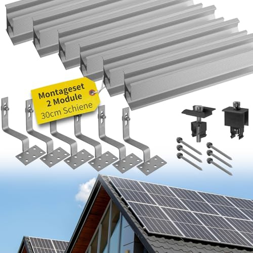 Avoltik Solar Halterung Ziegeldach I Set für 2 PV Module 30-40mm I Solarmodul Halterung Balkonkraftwerk I Solarmodulbefestigungsset für Ziegeldächer aus Edelstahl 1.4301 I PV-Halterung Montageset