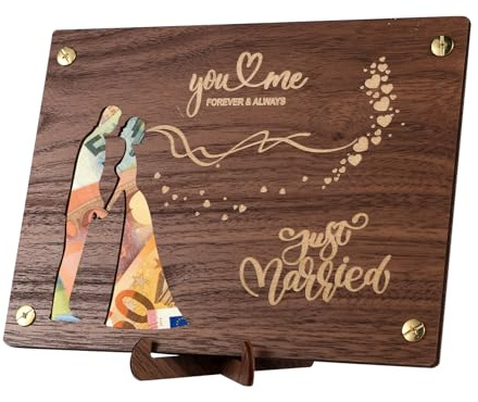 LOVLEY Geldgeschenk Hochzeit – Hochzeitsgeschenke für Brautpaar aus Holz – Kreative Geldgeschenke Verpackung mit elegantem Umschlag (Partner)