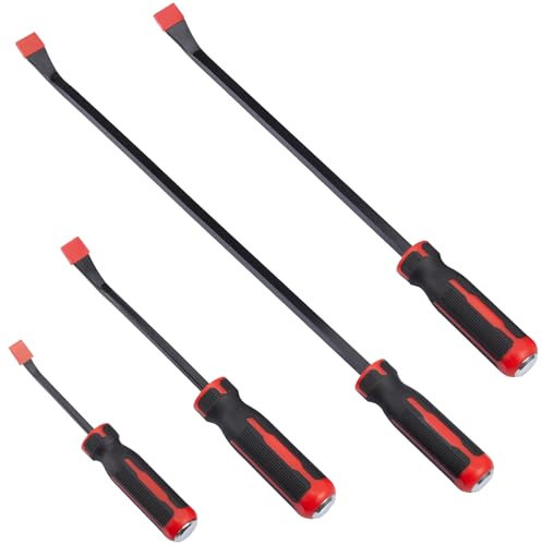 CarBole Pince Levier 4 Pièces,Pieds de Biche,20cm, 30cm, 45cm, 60cm,Outils de Levier de Pneu Avec Poignée en Caoutchouc,Pour les Outils Mécaniques d’atelier de Garage,le Démontage de Voiture