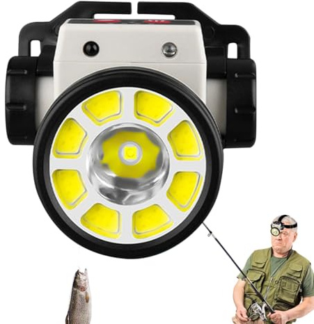 Generico Fari frontali, fari LED ricaricabili,Torcia frontale a fascio largo - Faro LED a fascio largo Lampada frontale magnetica Ultra luminosa per la pesca