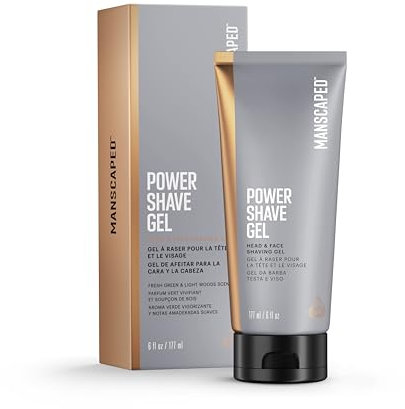 MANSCAPED® Power Shave Gel, gel da barba lenitivo per uomo, con amamelide ed esfolianti liquidi per aiutare a difendersi da irritazioni e peli incarniti, 177 ml
