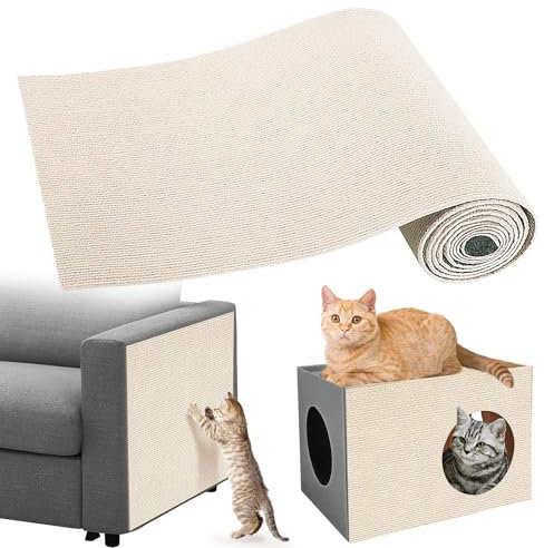 Gimars Självhäftande Klösmatta för Katter, Trimmbar Klösmatta, Möbelskydd för Soffa, Kattvägg Klösmatta, Katt Klösmatta, Klösmatta för Möbel Skydd, 200cm x 40cm