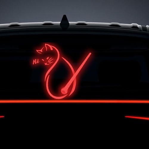 Katze Say Hello Car Reflektierende Scheibenwischer-Aufkleber Vinyl Auto-Aufkleber für Heckscheibenwischer (rot)