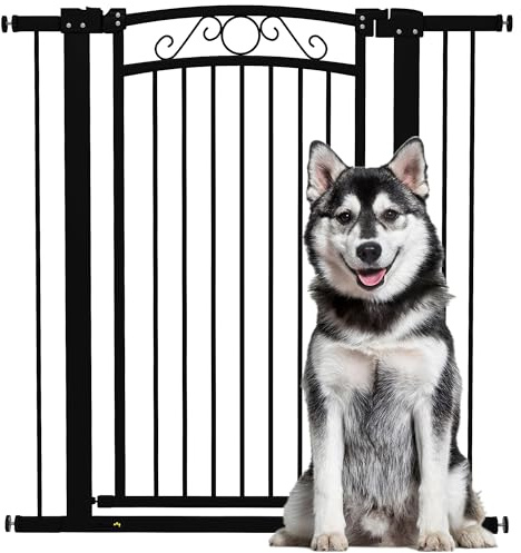 PawHut Barrera para Perros con Cierre Automático 76-104x105 cm Negro