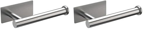 Ibergrif MK34052 Portarrollos Baño Autoadhesivo, Soporte Colgador, Acero Inoxidable, Redondo, Cepillado (Paquete de 2)