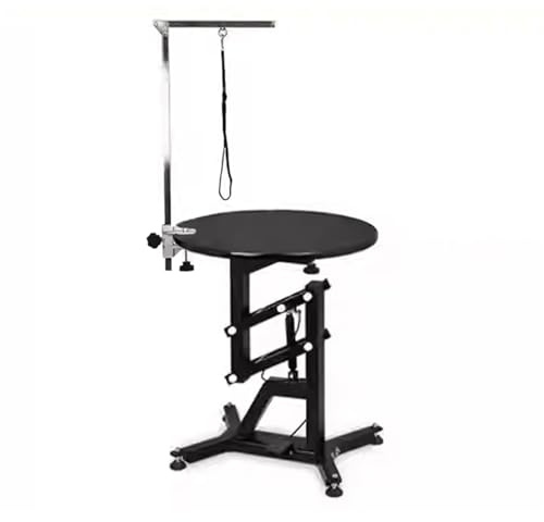 Tierpflegetisch Rund, Trimmtisch, Trimmtisch für hunde mit kratzfester Gummioberfläche, Höhenverstellbar Hundepflegetisch, it kratzfester Gummioberfläche(Black,70cm/27.5in)