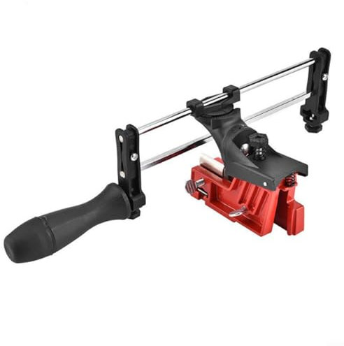 Emiif Chain Sharpener Guide Frame Versatile Red Metal Tool for Chainsaw Maintenance Wide Compatibility Sharpening Guide