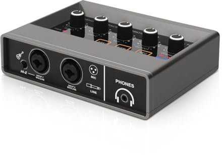 Hreyywo Mixer Audio Professionale Interfaccia Audio USB Scheda Audio Attrezzatura per DJ Studio di Registrazione Convertitore per Chitarra Elettrica