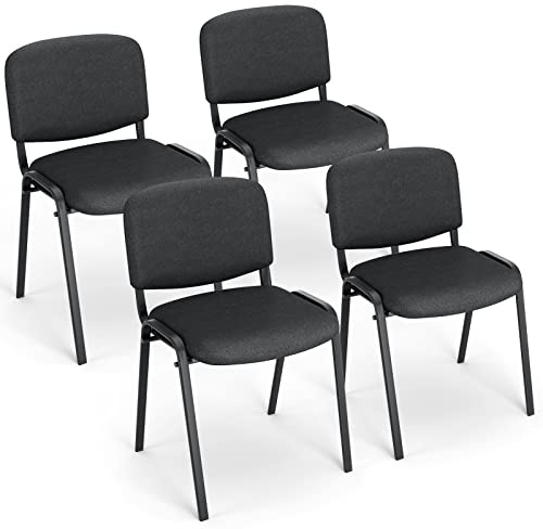 BASETBL Silla de Visitantes, Sillas Apilables, Silla Conferencia con Estructura de Metal Resistente y Respaldo Acolchado, Silla de Recepción, Estilo Comercial Empresarial, Silla sin Ruedas, 4 sillas