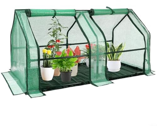 Entgoinggo Mini invernadero, kit de invernadero portátil con cubierta de PE para jardinería interior y exterior 71 x 35 x 35 pulgadas