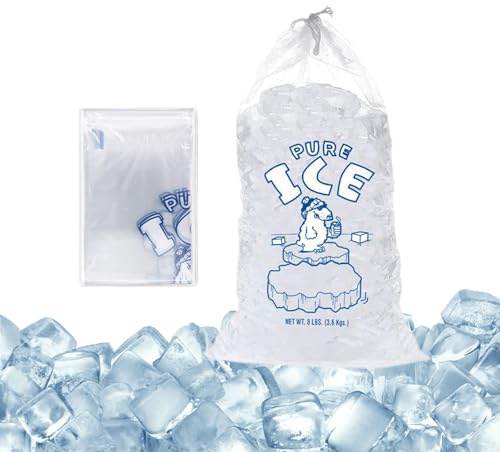10PCS Ice Bags with Drawstring Reusable Ice Cube Bags, Heavy Duty Ice Bags can Withstand 8 Pounds, Ice Bag for Ice Machine Storage Freezer Keeper, Ice Packs for Home, Bar, and Event Use