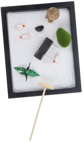 SUPVOX 1 Set Zen Garden Kit DIY Desktop Sandbox Decor for Meditation Office and Home Elegant Craft with Cranes Tranquil Tabletop Adornment for Mindfulness and Relaxation Random Color