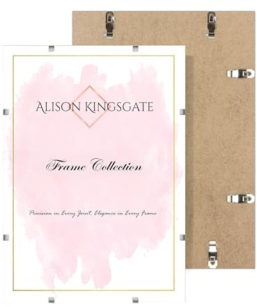 Alison Kingsgate 50X40CM Clip Frames Frameless Picture Frame with Shatter-Resistant Perspex & Sturdy MDF Back Borderless Clip Photo Frame for Posters, Certificates, Art & Wall Decor