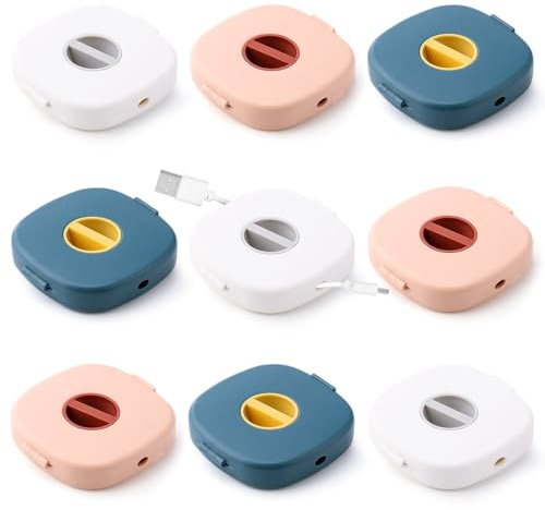 LIUCONGBD - Avvolgicavo portatile, rotondo, per tenere in ordine i cavi, prolunga retrattile, per avvolgere auricolari, cavi USB, mouse, caricabatterie (9 pezzi quadrati)