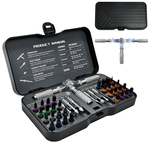 40 in 1 Ratchet Screwdriver Set, Magnetic Screwdriver Set with Ratchet Handle, S2 Steel Bits, Portable Compact Repair Tool for Computer, Precision Electronics, Furniture Assembly, Bicycle