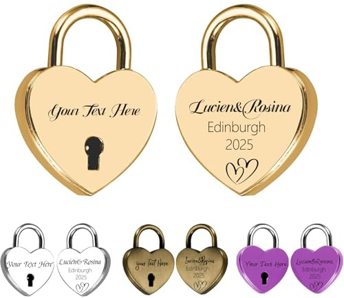 Uniqora Personalised Love Lock with Key,Custom Heart Lock with Text Icon,Anniversary Wedding Gifts for Boyfriend, Girlfriend, Husband, Wife, Him, Her,Engraved Name Padlock.