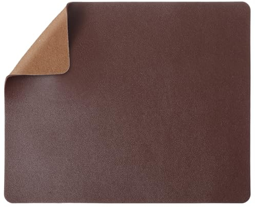Quilax Leather Mouse Pad, Non Slip Computer Mouse Mat with Stitched Edge, Waterproof Wood Brown PU Mousepad for Computers Laptop Office Home(10.2×8.3 Inch)