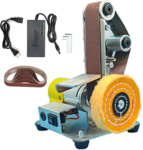 Electric Belt Sander - Adjustable Speed Polishing Grinding Machine for DIY Woodworking, Metal, and Knife Making - Versatile Vertical Bench Tool﻿
