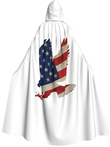 Jkkghll Amerikanischer Adler und Flagge, Halloween-Kapuzenumhang, Kostüm für Erwachsene und Kinder, für Cosplay, Karneval, Partys
