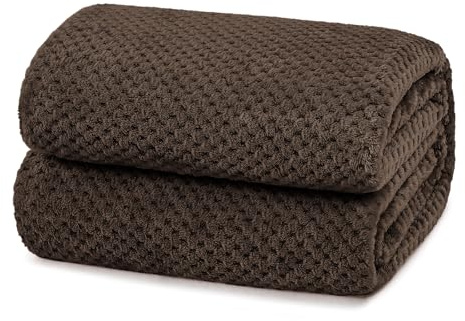 Yebeda Coperta Plaid Pile a Nido D'ape, Coperta per Divano e Letto Matrimoniale in Flanella, Morbida e Calda, 230 x 270 cm, Caffè
