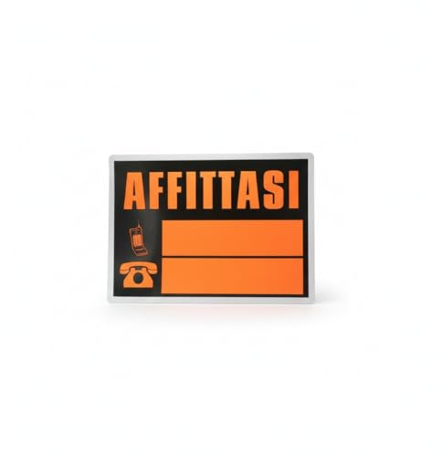 Cartello Affittasi, PVC, Arancione e Nero, 50x35cm, Montaggio a Parete