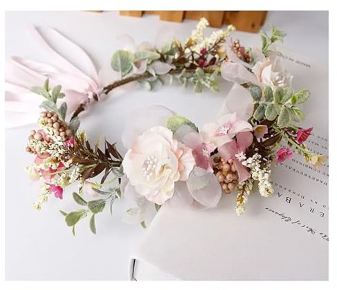 Blomsterkrans av konstgjorda blommor, Sunflower Daisy Flower Crown Pannband for Bröllopsfest Bröllop Multicolor(Gold)