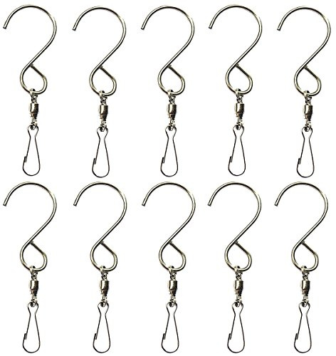 10 Stück drehbare Haken Clips aus Edelstahl, 360 °C, zum Aufhängen von Windspielen, Blumen, Pflanzen, Vogelkäfig, Party-Dekoration