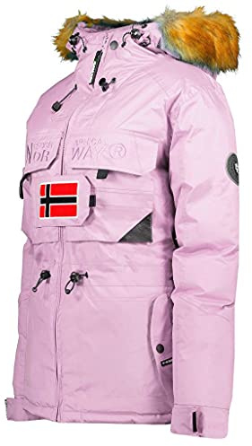 Geographical Norway Bellaciao Lady - Parka Ciente Mujeres Otoño Invierno - Abrigo Con Capucha De Piel Sintética - Chaqueta Corta De Viento - Rego Ide Esquí Mujeres
