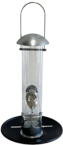 Heavy Duty Hanging Aluminium Wild Bird Seed Feeder with 4 Feeding Ports & Seed Catcher Tray