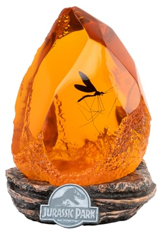 Lampara Jurassic Park Ambar, Jurassic World rebirth - Lampara escritorio Gaming o de Mesita Noche con USB o Pilas - Figura Dinosaurio con LUZ tenue para Decoración habitación : Regalo para Fans