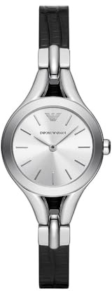 Emporio Armani Watch for Women, 28mm Quarz-Zweizeigerwerk mit Edelstahl- oder Lederarmband